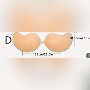 D cup Strapless Backless Bra Invisible Push Up Bra Reusable Adhesive Bra - Nude